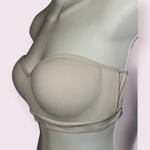 Auden Nude Strapless Push-Up Seamless Bandeau Bra Size M Molded Cups Wireless - Picture 7 of 11